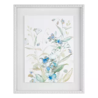 Obraz kremowo, niebieski drukowany na płótnie z motywem subtelnych kwiatów 40x50 cm Eurofirany