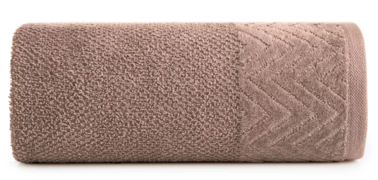 Ręcznik kąpielowy 50x90 cm bawełniany kolor pudrowy o ryżowej strukturze z welwetową bordiurą 500 g/m2 LOREN Eurofirany