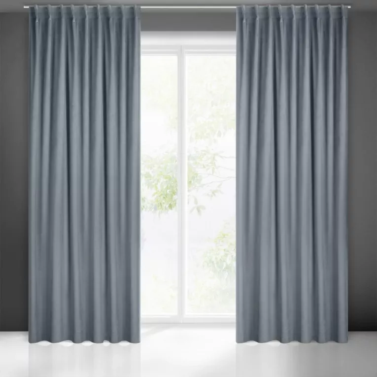 Zasłona grafitowa z matowego welwetu 140x300 cm taśma imintująca flex MADLEN Eurofirany