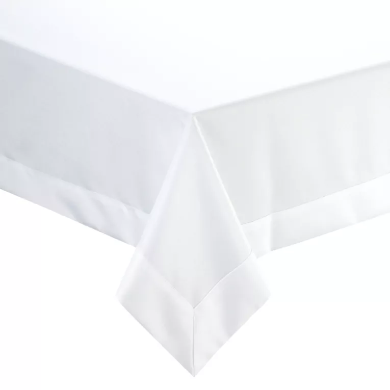 Obrus na stół 145x400 cm biały zdobiony kantą - LUCY - Eurofirany