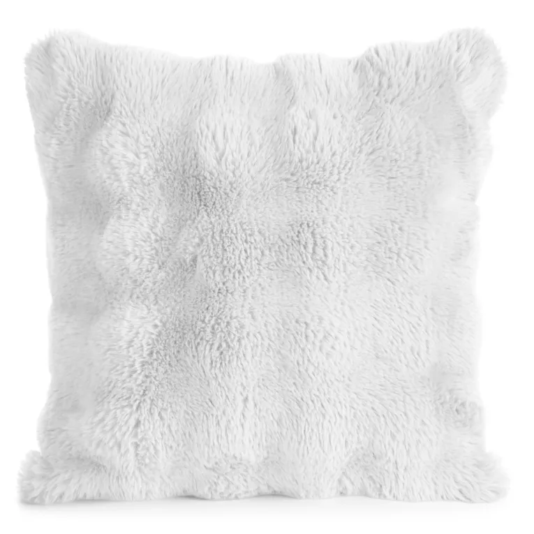 Poszewka na poduszkę 45x45 cm z futerka kolor biały zdobiona efektem 3D LILY Eurofirany