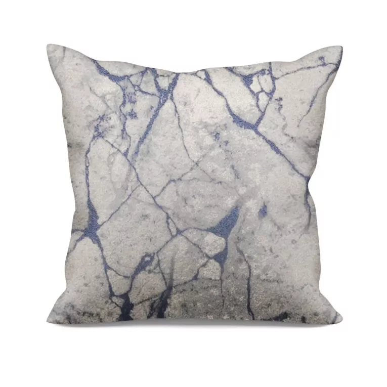 Poszewka szyta granatowa z gładkiej tkaniny żakardowej z efektem marmuru