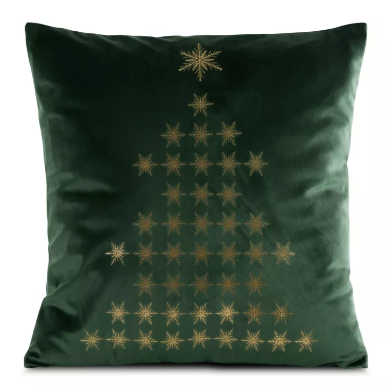 Poszewka na poduszkę 45x45 cm welwetowa zdobiona złotym nadrukiem zielono, złota JOY Eurofirany