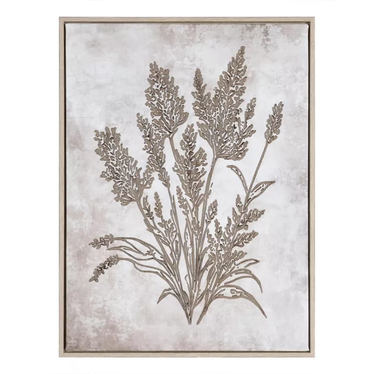 Obraz beżowo, brązowy nadruk na płótnie z motywem roślinnym 45x60 cm Eurofirany