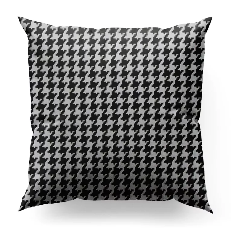 Poszewka szyta biało czarna z miękkiej tkaniny z nadrukiem w pepitkę