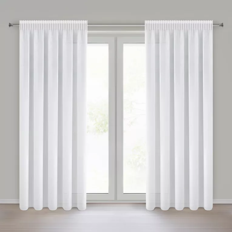 Firana biała z gładkiej matowej tkaniny szyfonowej 140x270 cm taśma DALIA Eurofirany