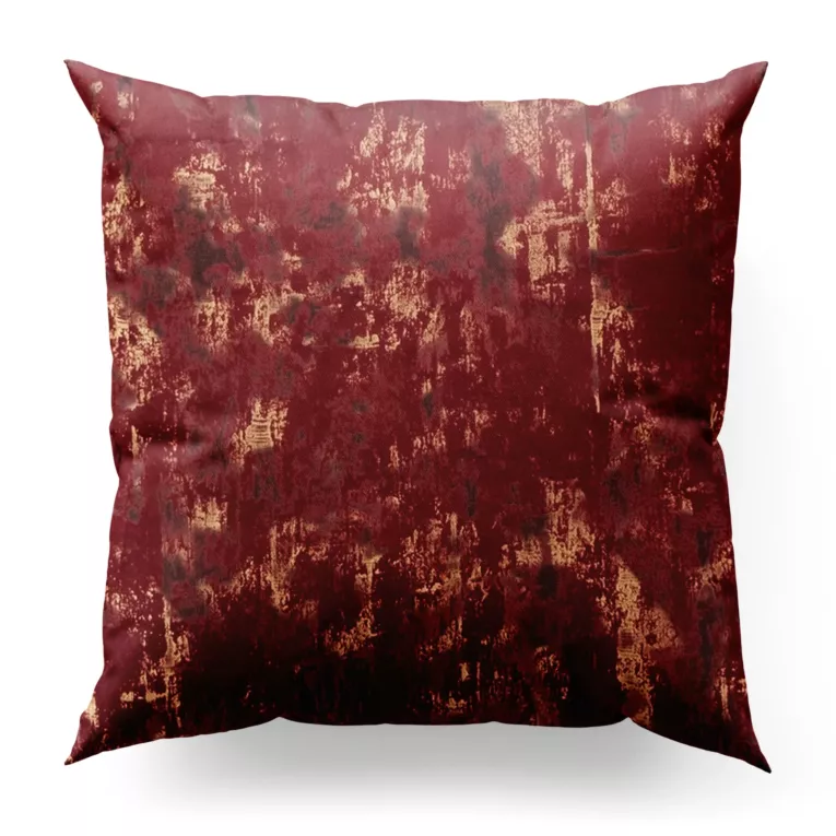 Poszewka szyta bordowo złocista z tkaniny welwetowej zdobionej połyskującym drukiem