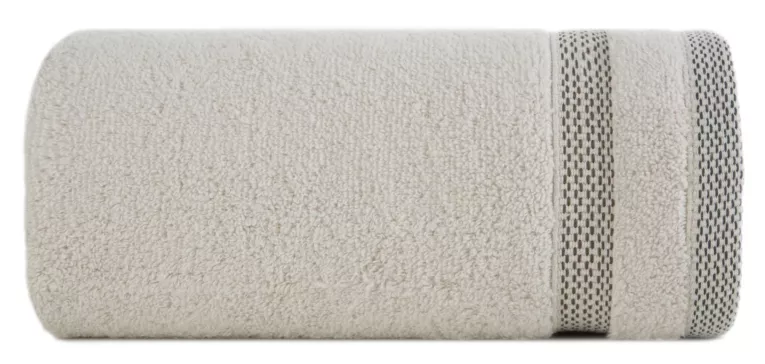 Ręcznik do rąk 30x50 cm bawełniany kolor beżowy zero twist z bordiurą w paski 400 g/m2 RIKI Eurofirany