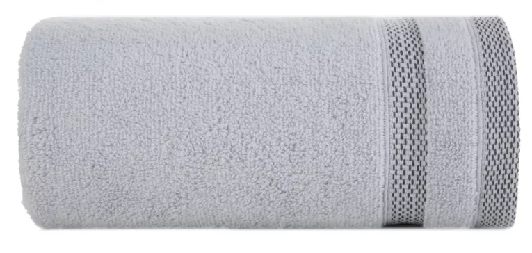 Ręcznik do rąk 30x50 cm bawełniany kolor srebrny zero twist z bordiurą w paski 400 g/m2 RIKI Eurofirany