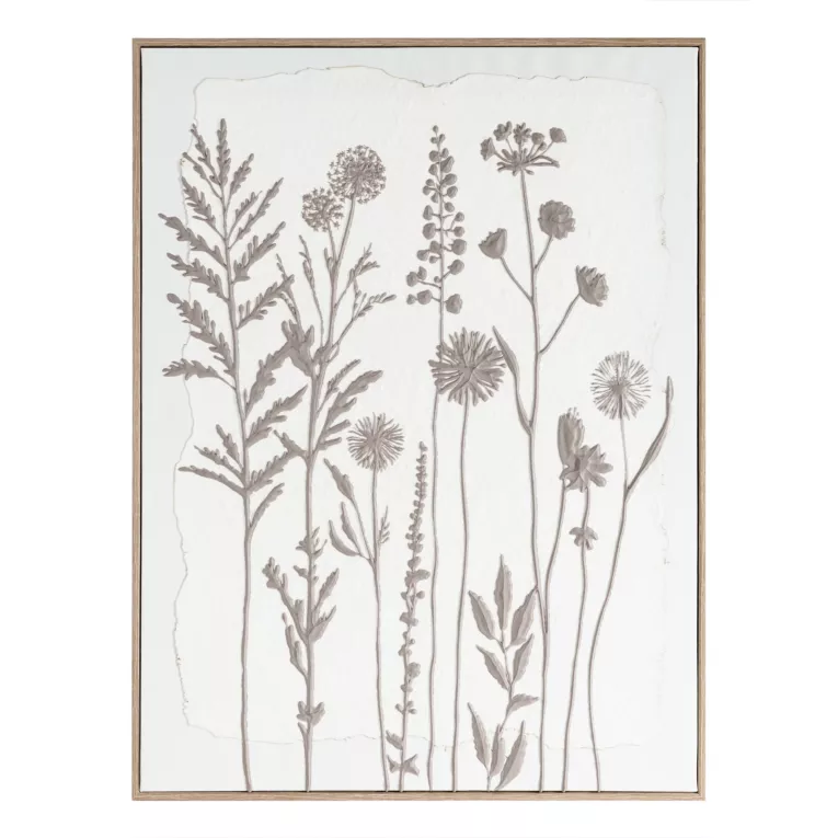 Obraz biały, szarobeżowy nadruk na płótnie subtelnych łąkowych kwiatów 45x60 cm Eurofirany