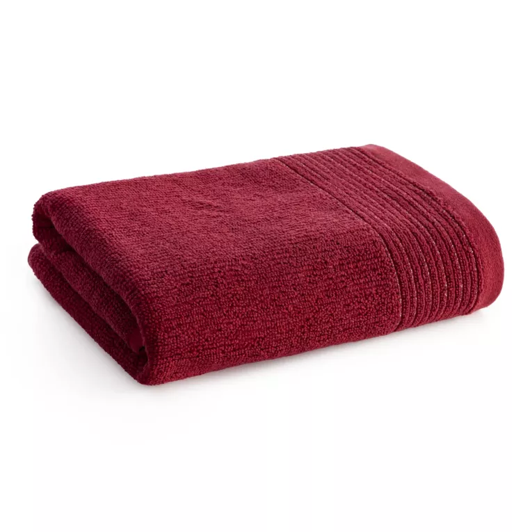 Ręcznik kąpielowy 70x140 cm bawełniany kolor bordowy zdobiony błyszczącą bordiurą 500 g/m2 LARI Eurofirany