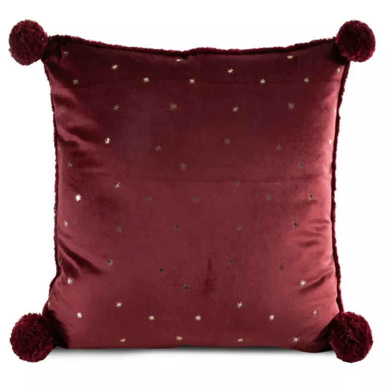 Poszewka na poduszkę dwustronna 45x45 cm welwetowa i bukli bordowa Eurofirany