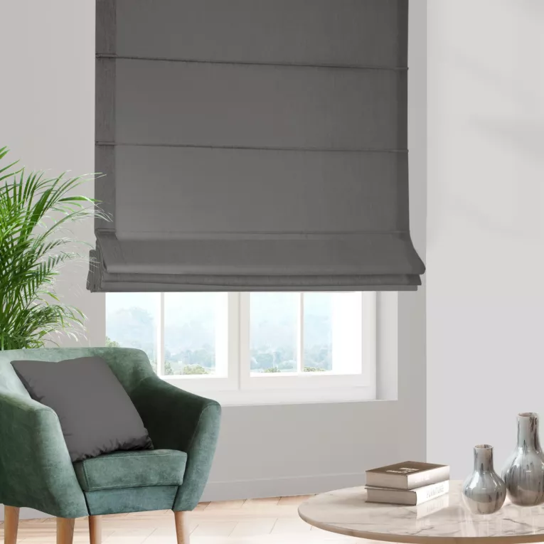 Roleta rzymska stalowa z tkaniny typu Blackout zaciemniającej w 100%