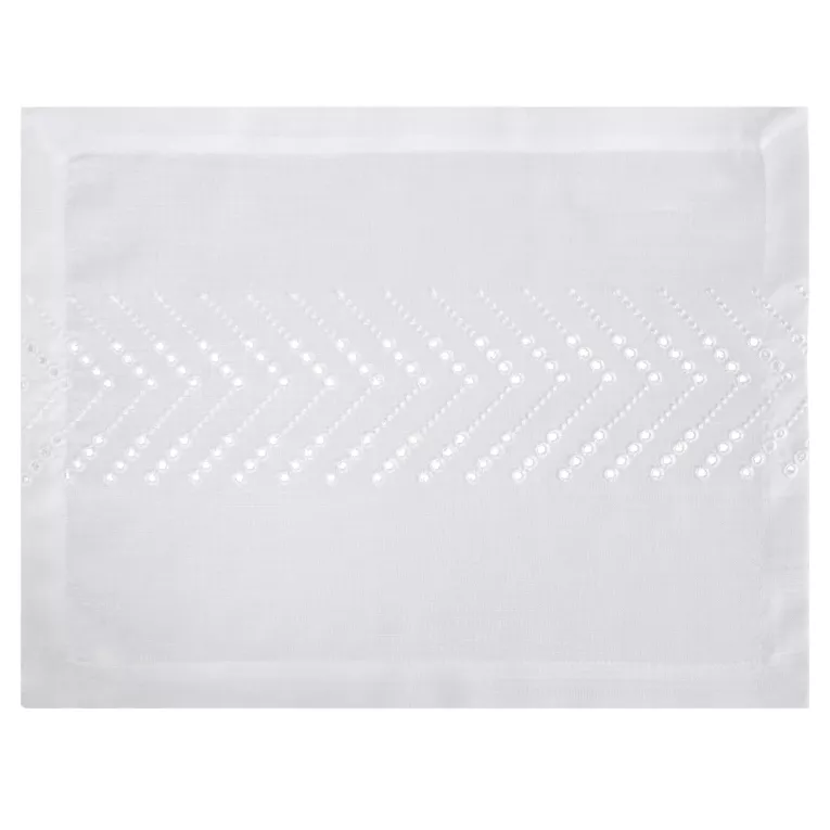 Komplet podkładek 4 szt jasnokremowy 32x45 cm INES z haftem dekoracyjnym