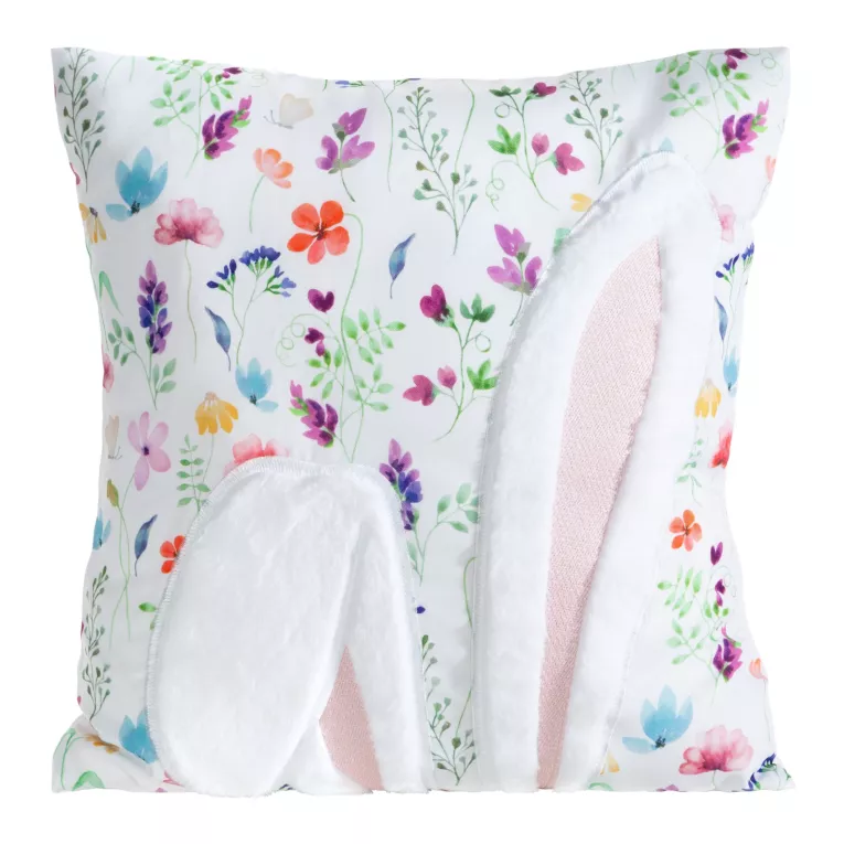 Poszewka na poduszkę 45x45 cm wielkanocna zdobiona puszystą aplikacją biało, pudrowa WIOSNA 64 Eurofirany