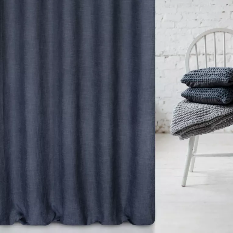 Zasłona szyta na taśmie fala grafitowa o naturalnym, gęstym splocie w stylu eko