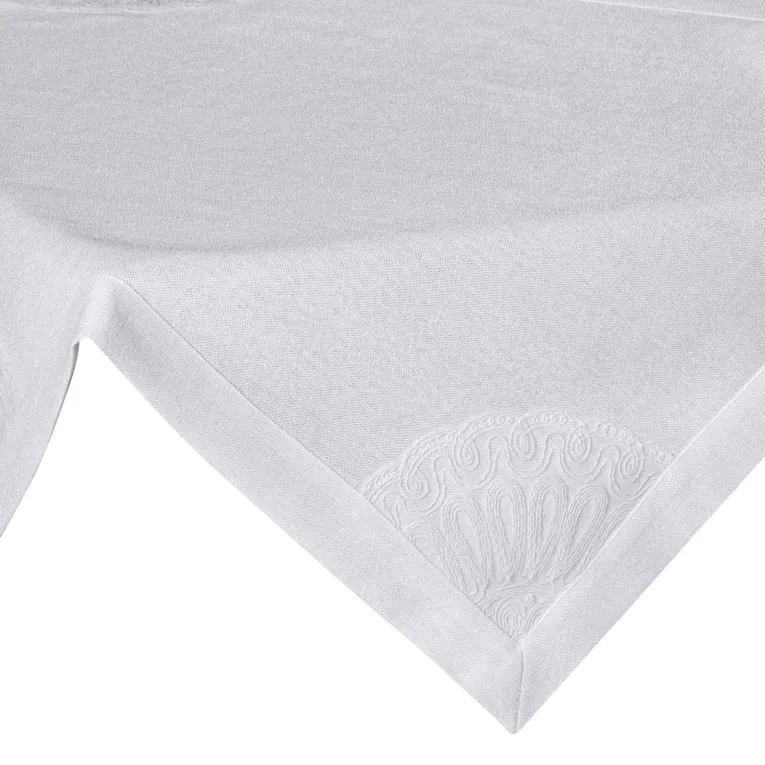 Obrus biały 85x85 cm BRENDA zdobiony ozdobną kantą i haftowaną koronką DIVA LINE