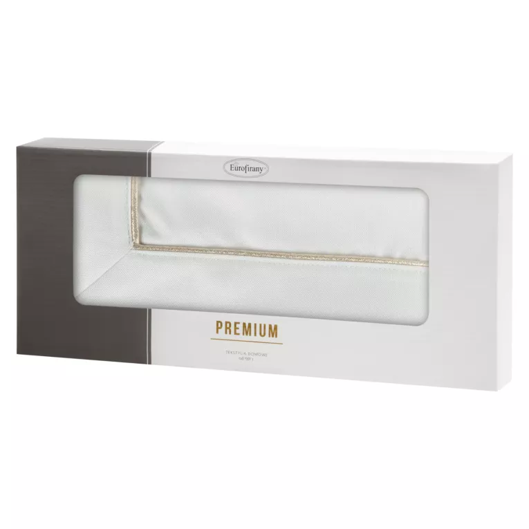 Bieżnik na stół biały 85x85cm MADELE z delikatną złotą lamówką