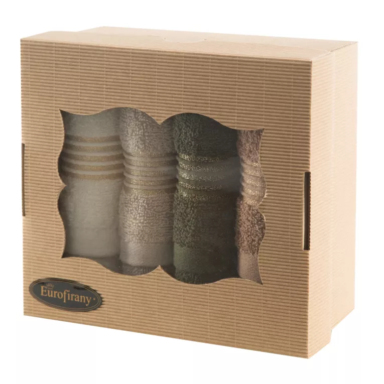 Zestaw ręczników bawełnianych na prezent 4 szt 30x50 cm kolor beżowy, brązowy Eurofirany