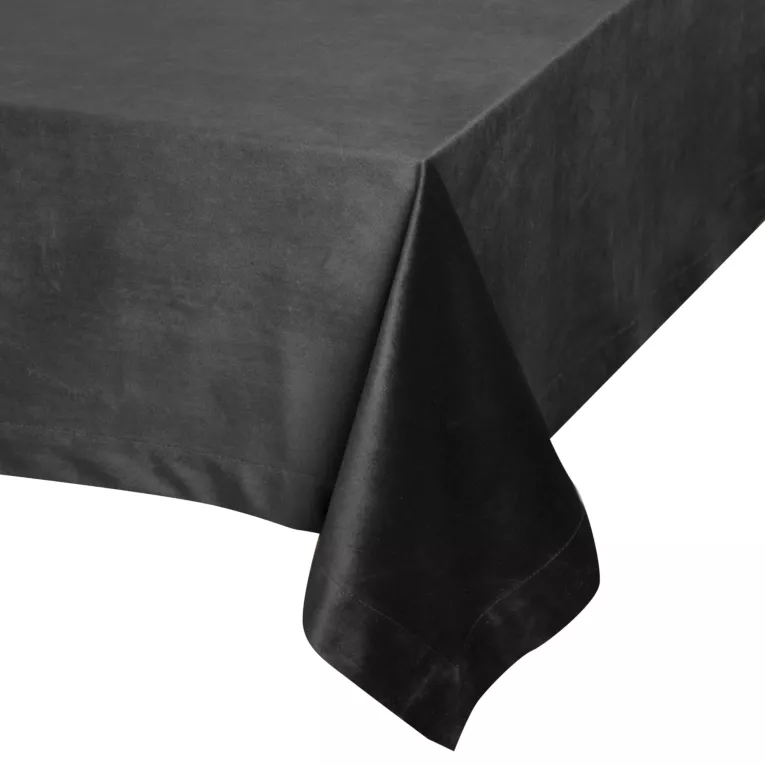 Obrus czarny 140x220 cm welwetowy MELINDA z ozdobną listwą