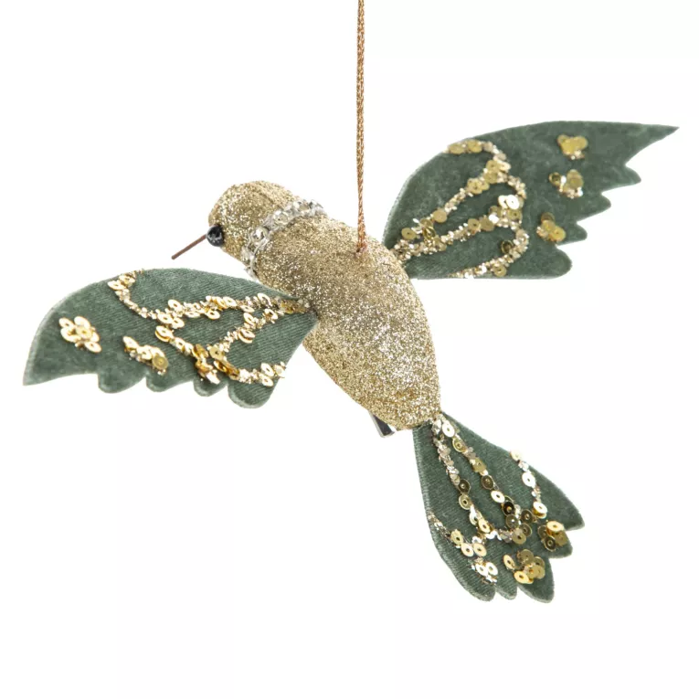 Dekoracyjna ozdoba PTAK z tkaniny welwetowej Eurofirany