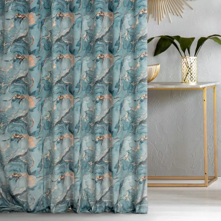 Tkanina zasłonowa welwetowa z błyszczącym nadrukiem marmurku Eurofirany