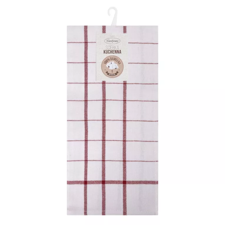 Ściereczka kuchenna 50x70 cm bawełniana kolor biały ,czerwony zdobiona kratką 200 g/m2 CHECK Eurofirany