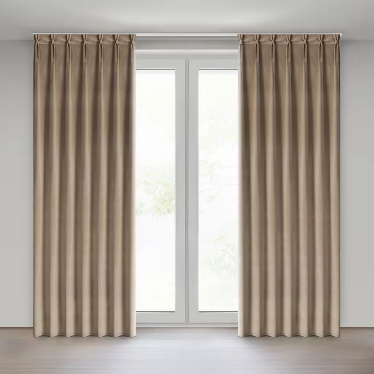 Zasłona ciemnobeżowa z welwetowej tkaniny 80x270 cm system flex - MELANIE Eurofirany