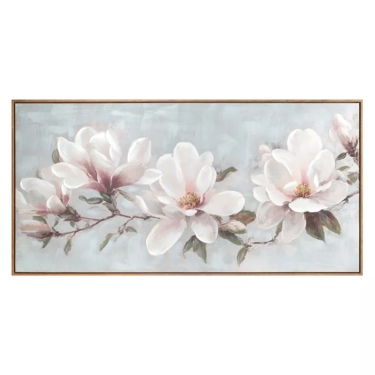 Obraz kremowo, jasnoróżowy ręcznie malowane magnolie 120x60 cm  Eurofirany
