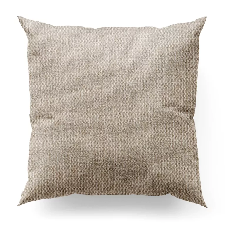 Poszewka szyta jasnobrązowo beżowa z matowej tkaniny o grubym splocie z efektem melanżu