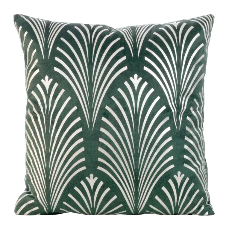 Poszewka na poduszkę 45x45 cm welwetowa z srebrnym nadrukiem ciemnomiętowa BLINK 27 Eurofirany