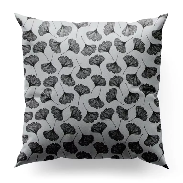 Poszewka szyta biało czarna z miękkiej tkaniny z nadrukiem w kwiaty