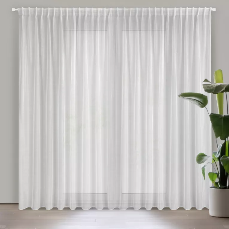 Firana biała z gładkiej etaminy z drobnym deszczykiem 300x300 cm taśma imitująca flex BELISSA Eurofirany