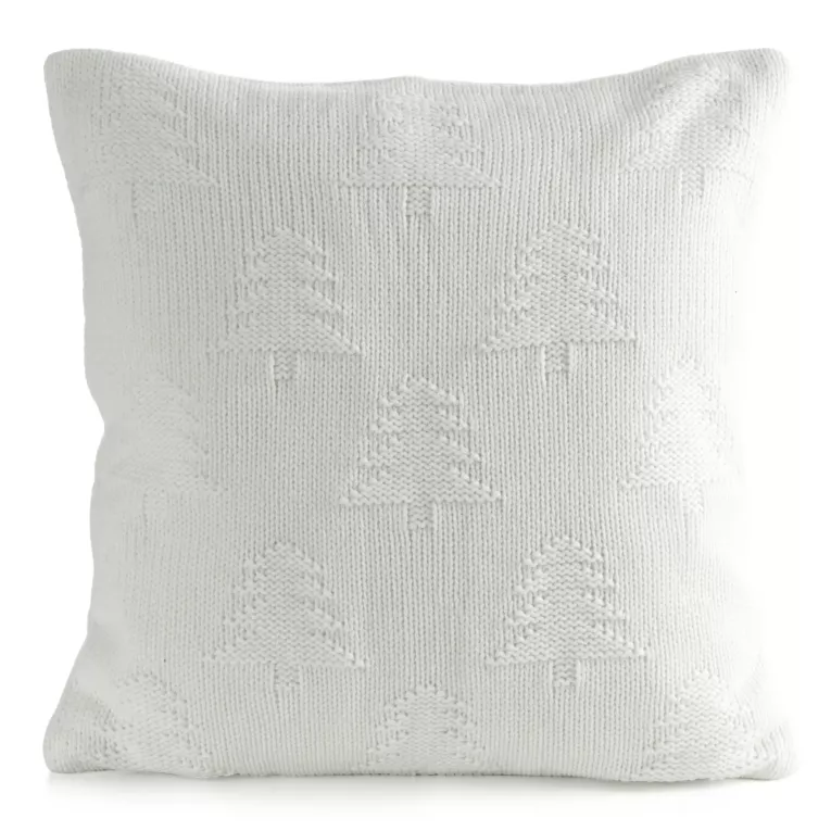 Poszewka na poduszkę 45x45 cm świąteczna o plecionej strukturze z mieszanki włókien biała Eurofirany