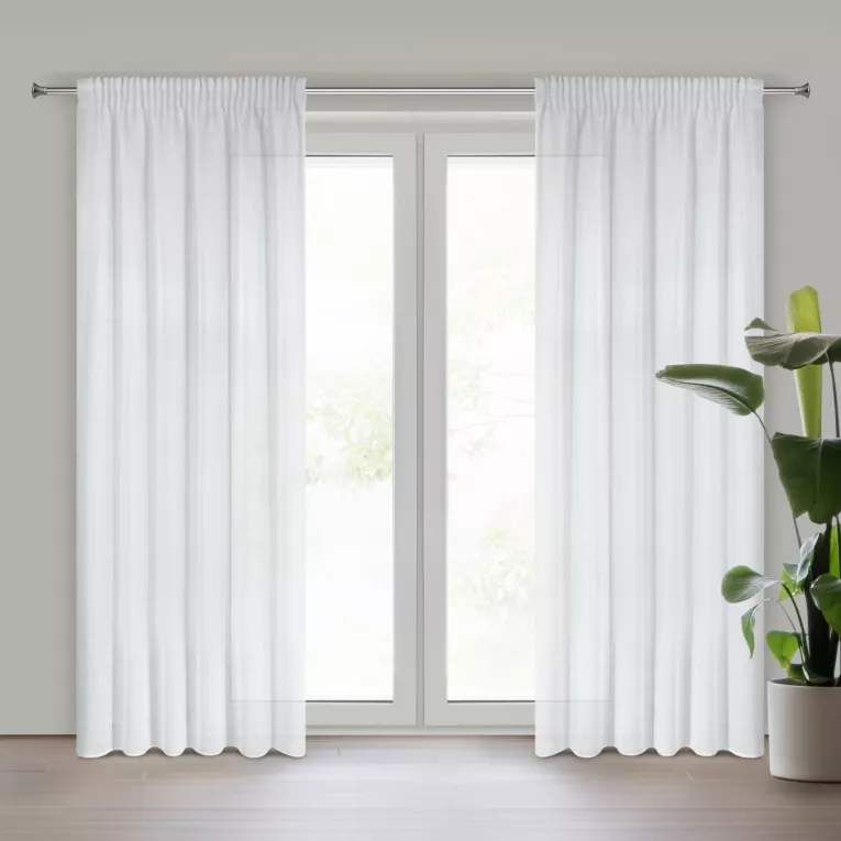 Firana biała z etaminy z lekkim połyskiem 140x270 cm taśma VIOLA Eurofirany