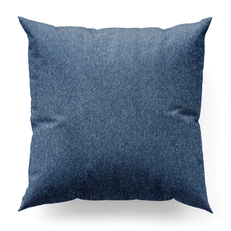 Poszewka szyta granatowa z tkaniny z dodatkiem połyskującej nici, z widocznym ozdobnym splotem