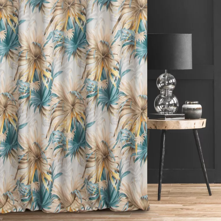 Tkanina zasłonowa zaciemniająca typu dimout z motywem liści Eurofirany