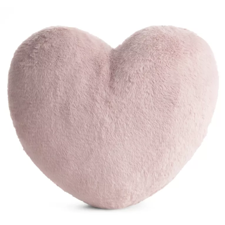 Poduszka w kształcie serca 45x45 cm z przyjemnego futerka pudrowa Eurofirany