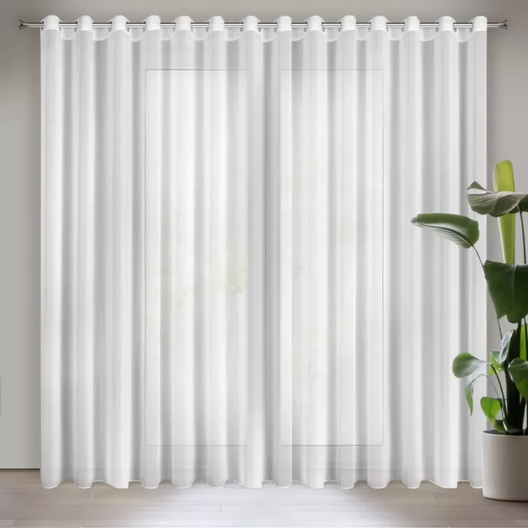 Firana biała z gładkiej matowej tkaniny szyfonowej 350x250 cm przelotka DALIA Eurofirany