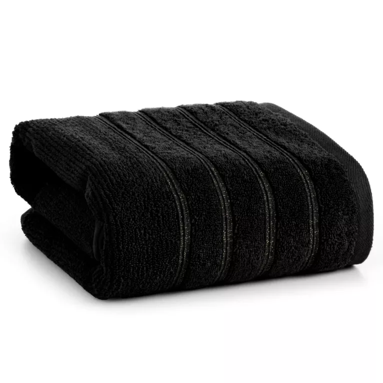 Ręcznik kąpielowy 70x140 cm bawełniany kolor czarny w błyszczące paseczki AMIRA Eurofirany