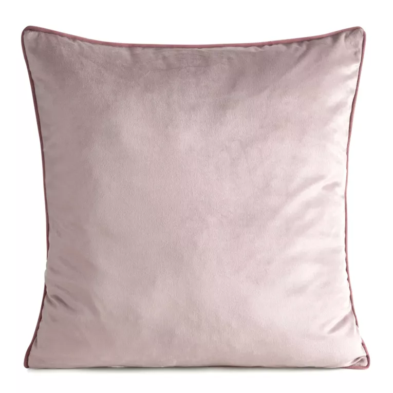 Poszewka na poduszkę 45x45 cm welwetowa o delikatnym połysku z ozdobną lamówką pudrowa GAJA 2 Eurofirany