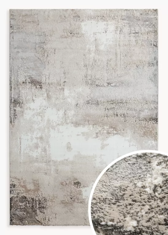 Dywan 80x150 cm jasnoszary, biały zdobiony abstrakcyjnym wzorem ASIA 4 Eurofirany