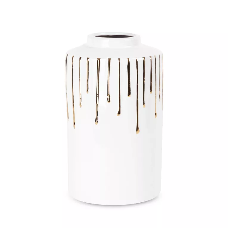 Wazon ceramiczny LUIS biały z efektem złotych kropel Eurofirany