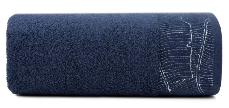 Ręcznik do rąk 30x50 cm bawełniany kolor granatowy z ozdobną bordiurą 485 g/m2 METALIC Eurofirany