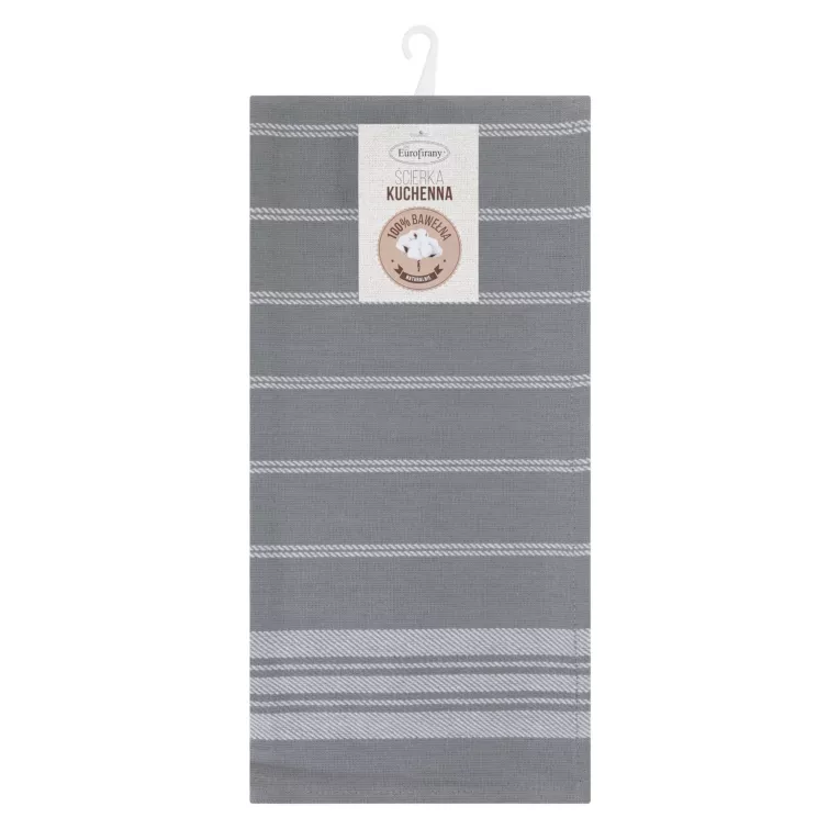 Komplet ściereczek kuchennych 2szt 50x70 cm bawełniany kolor srebrny w kratkę oraz subtelne pasy 200 g/m2 RUBI Eurofirany