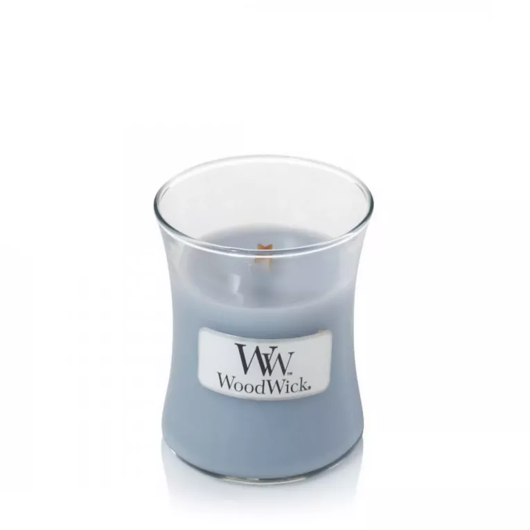 Mała świeca z drewnianym knotem w szkle WOOD WICK o zapachu Fireside