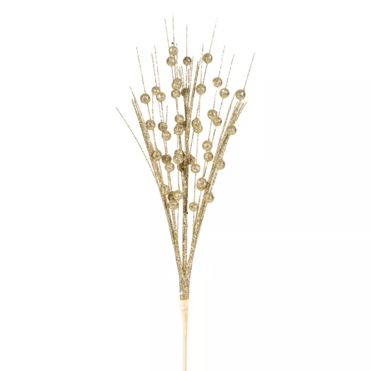 Szampańska gałązka na choinkę z drobnymi kuleczkami 34 cm Eurofirany