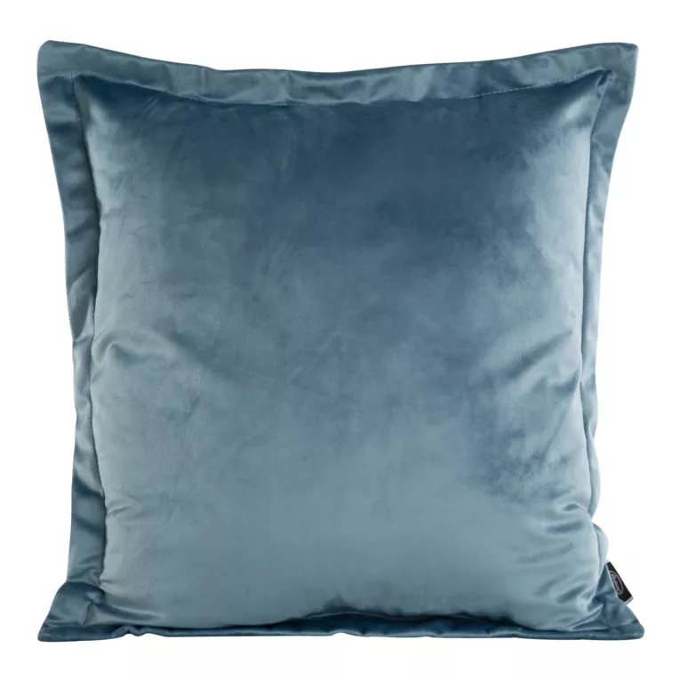 Poszewka na poduszkę 45x45 cm welwetowa z ozdobnymi brzegami niebieska RIA DIVA LINE Eurofirany