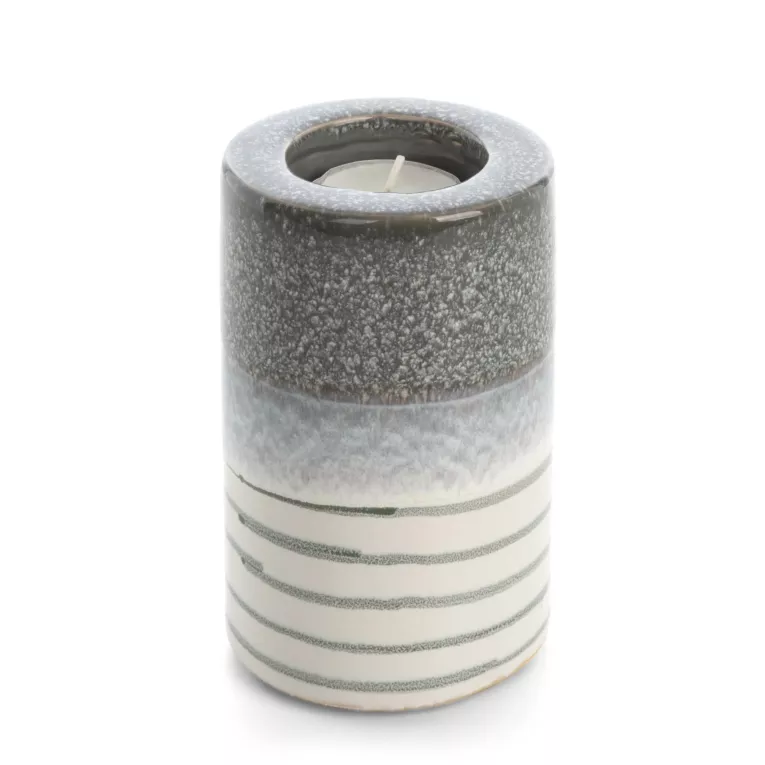 Świecznik dekoracyjny biało, popielaty 9x13 cm VIKI Eurofirany