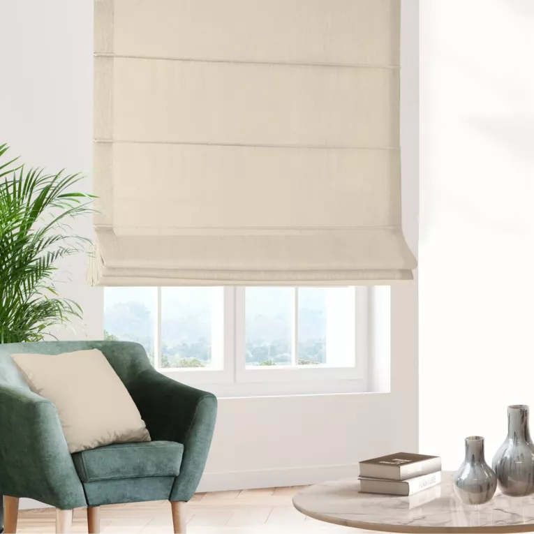 Roleta rzymska DORA - HIT kremowa z miękkiej tkaniny o welurowej strukturze